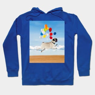 Flying Pug With Balloons Hoodie